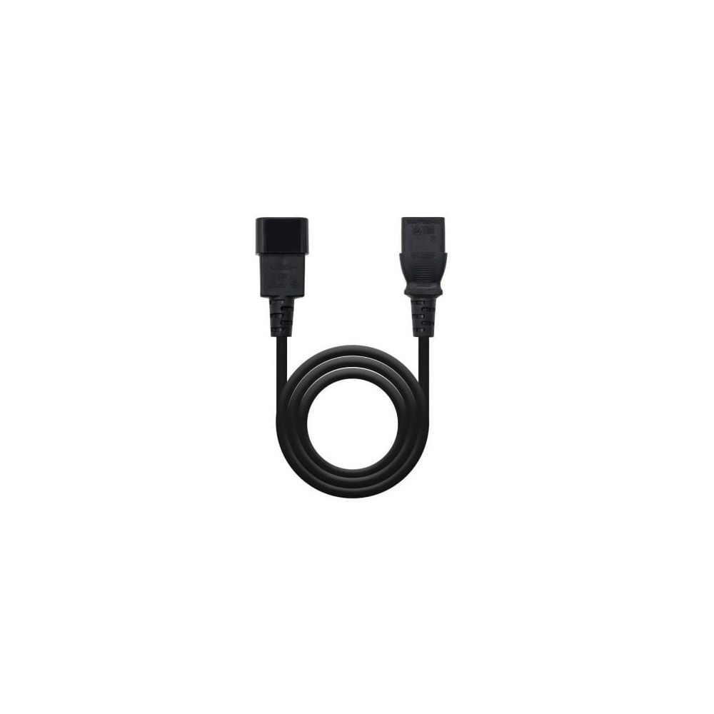 Cable Alargador de Alimentación Nanocable 10.22.0203/ IEC C13 Hembra - IEC C14 Macho/ 3m/ Negro | Alimentación