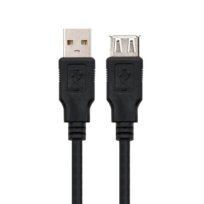 Cable Alargador USB Nanocable 10.01.0204-BK/ USB Macho - USB Hembra/ 3m/ Negro | USB