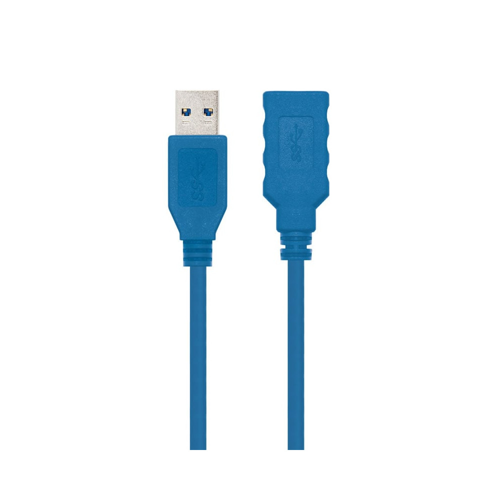 Cable Alargador USB 3.0 Nanocable 10.01.0901/ USB Macho - USB Hembra/ 1m/ Azul | USB