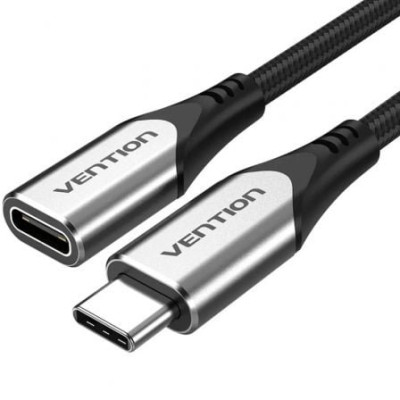 Cable Alargador USB 3.1 Tipo-C Vention TABHF/ USB Tipo-C Macho - USB Tipo-C Hembra/ Hasta 60W/ 5Gbps/ 1m/ Gris | USB