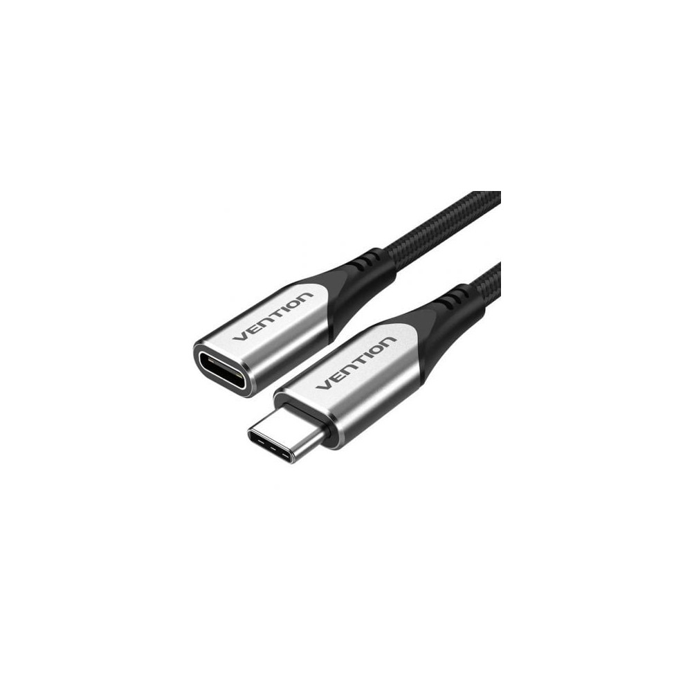 Cable Alargador USB 3.1 Tipo-C Vention TABHF/ USB Tipo-C Macho - USB Tipo-C Hembra/ Hasta 60W/ 5Gbps/ 1m/ Gris | USB
