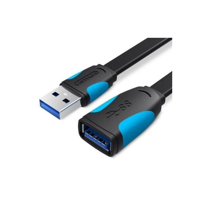 Cable Alargador USB 3.0 Vention VAS-A13-B050/ USB Macho - USB Hembra/ 5Gbps/ 50cm/ Negro y Azul | USB
