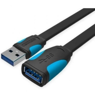 Cable Alargador USB 3.0 Vention VAS-A13-B200/ USB Macho - USB Hembra/ 5Gbps/ 2m/ Negro y Azul | USB
