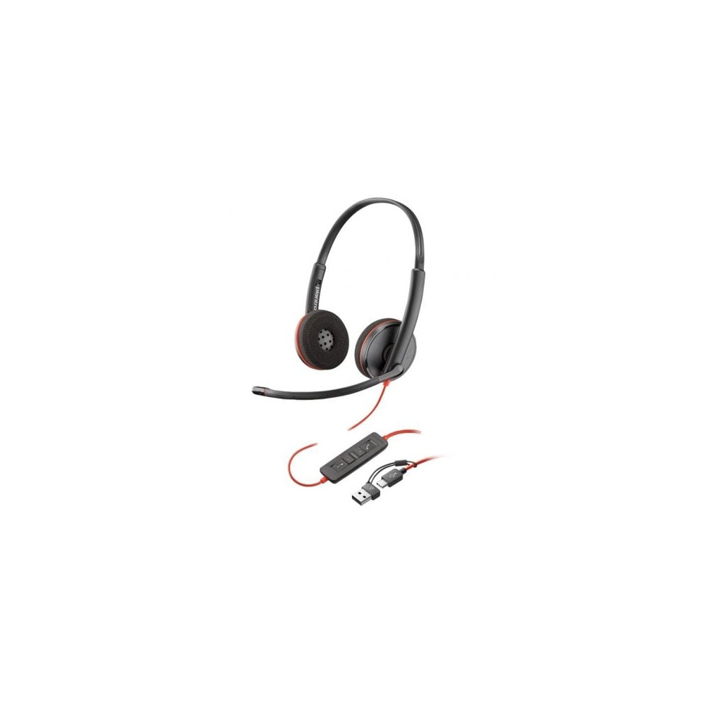 Auriculares Poly Blackwire 3220 + Adaptador USB-C/A/ con Micrófono/ USB Tipo-C/ Bulk/ Negros | Auriculares
