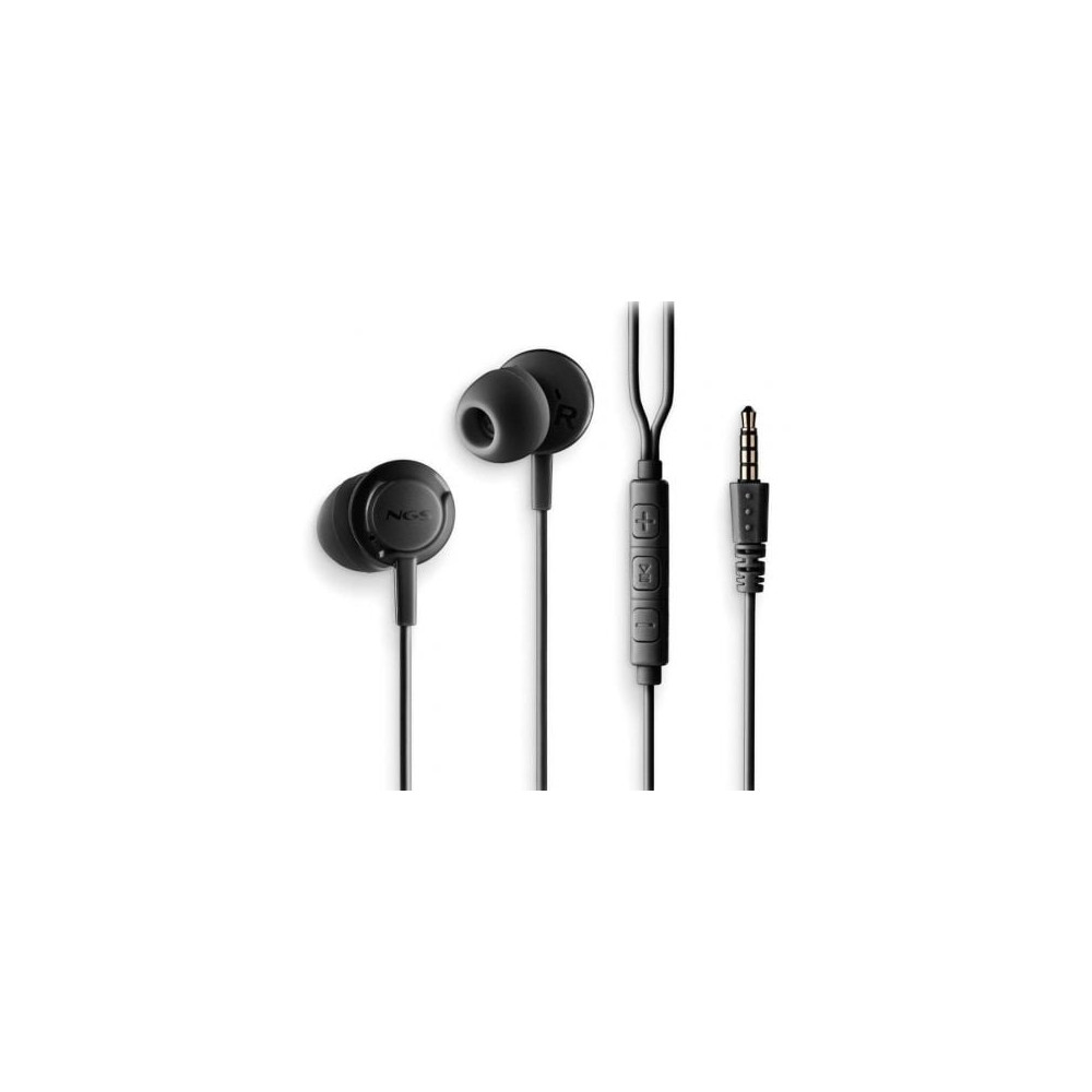 Auriculares Intrauditivos NGS Cross Drift/ con Micrófono/ Jack 3.5/ Negros | Auriculares