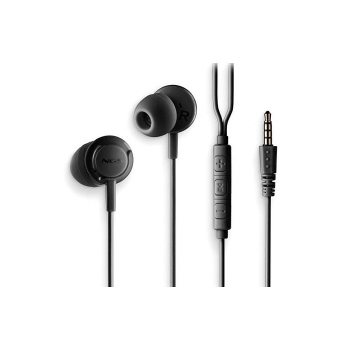 Auriculares Intrauditivos NGS Cross Drift/ con Micrófono/ Jack 3.5/ Negros | Auriculares