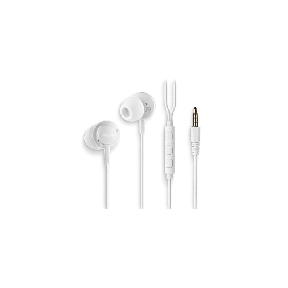 Auriculares Intrauditivos NGS Cross Drift/ con Micrófono/ Jack 3.5/ Blancos | Auriculares