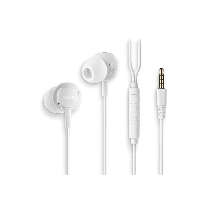 Auriculares Intrauditivos NGS Cross Drift/ con Micrófono/ Jack 3.5/ Blancos | Auriculares