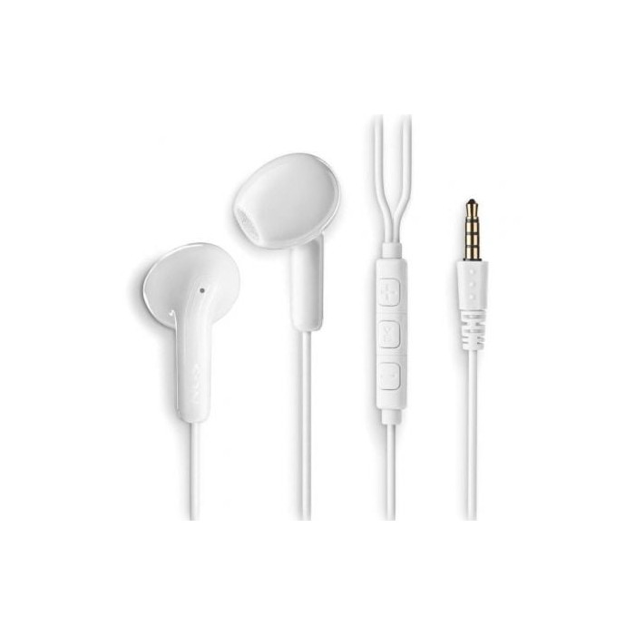 Auriculares Intrauditivos NGS Cross Flip/ con Micrófono/ Jack 3.5/ Blancos | Auriculares