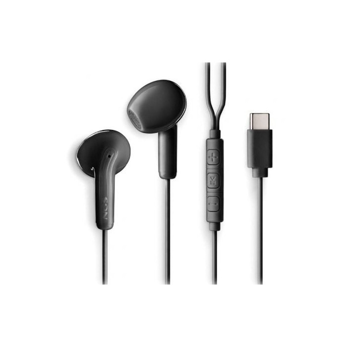 Auriculares Intrauditivos NGS Cross Glide/ con Micrófono/ USB Tipo-C/ Negros | Auriculares