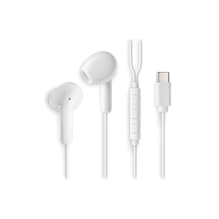 Auriculares Intrauditivos NGS Cross Glide/ con Micrófono/ USB Tipo-C/ Blancos | Auriculares