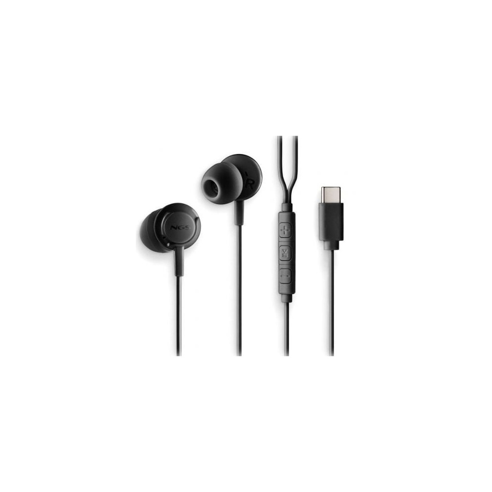 Auriculares Intrauditivos NGS Cross Step/ con Micrófono/ USB Tipo-C/ Negros | Auriculares