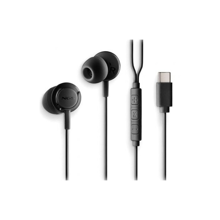 Auriculares Intrauditivos NGS Cross Step/ con Micrófono/ USB Tipo-C/ Negros | Auriculares
