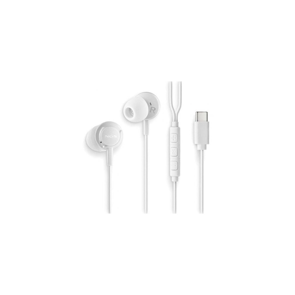 Auriculares Intrauditivos NGS Cross Step/ con Micrófono/ USB Tipo-C/ Blancos | Auriculares