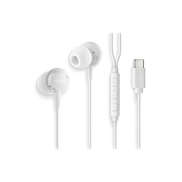 Auriculares Intrauditivos NGS Cross Step/ con Micrófono/ USB Tipo-C/ Blancos | Auriculares