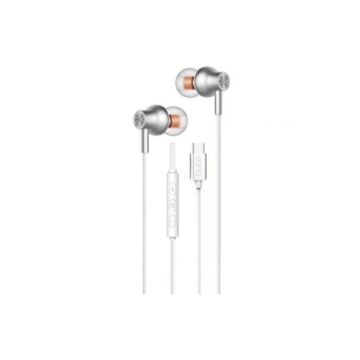 Auriculares Intrauditivos Qubo AU-300C/ con Micrófono/ USB Tipo-C/ Blancos | Auriculares