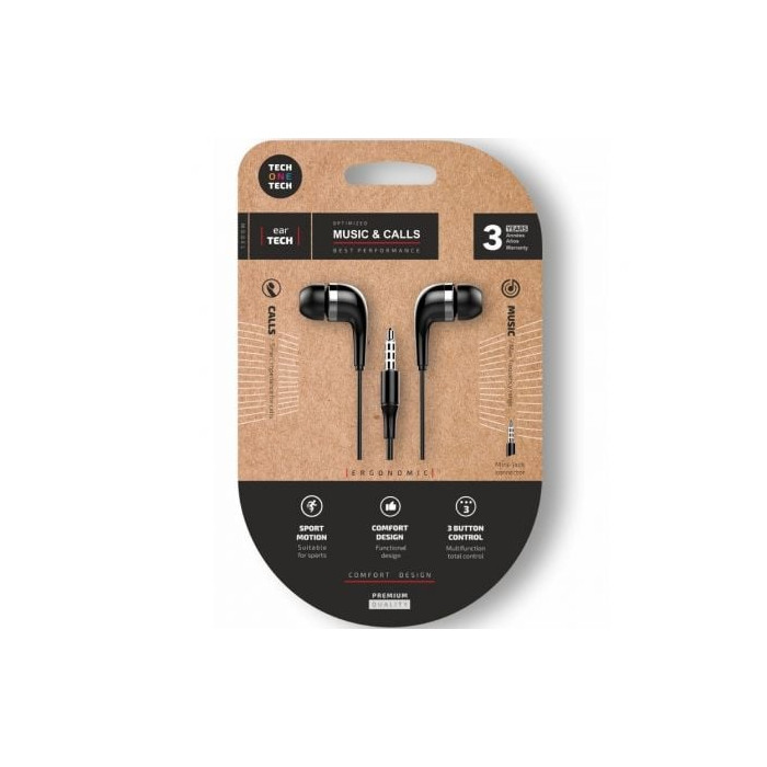 Auriculares Intrauditivos Tech One Tech soft earTECH TEC1005/ con Micrófono/ Jack 3.5/ Negros | Auriculares