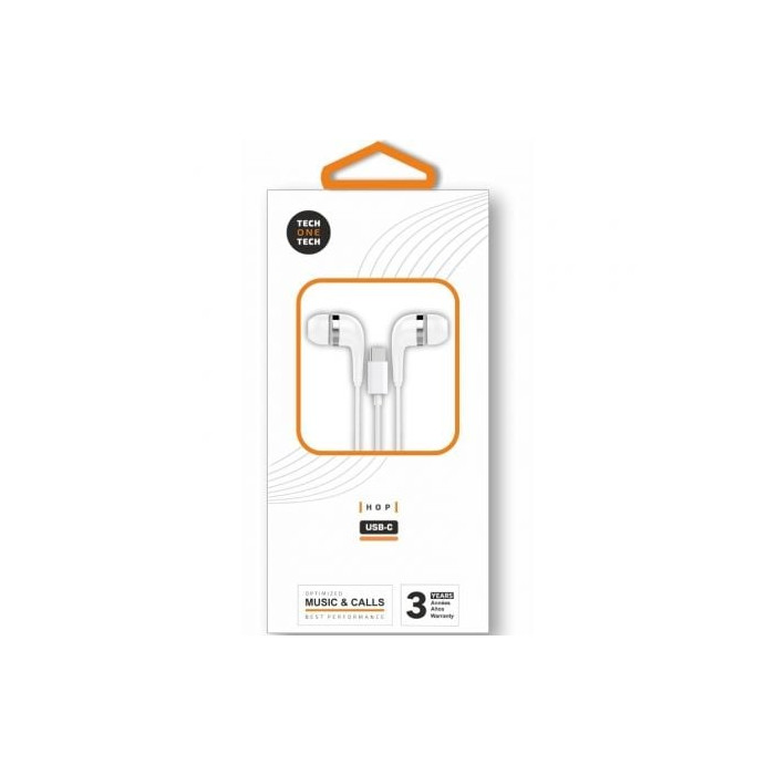 Auriculares Intrauditivos Tech One Tech earTECH TEC1304/ con Micrófono/ USB Tipo-C/ Blancos | Auriculares