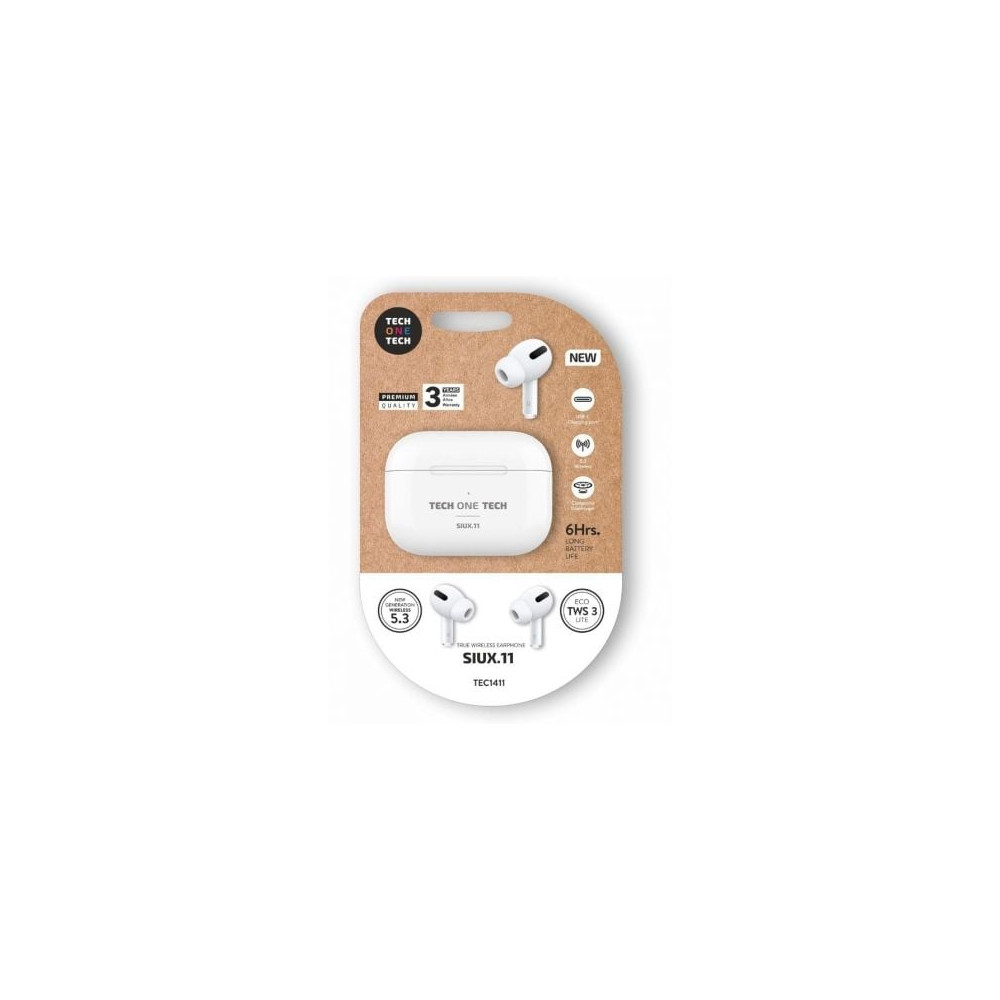 Auriculares Bluetooth Tech One Tech SIUX.11 TEC1411/ con estuche de carga/ Autonomía 6h/ Blancos | Bluetooth