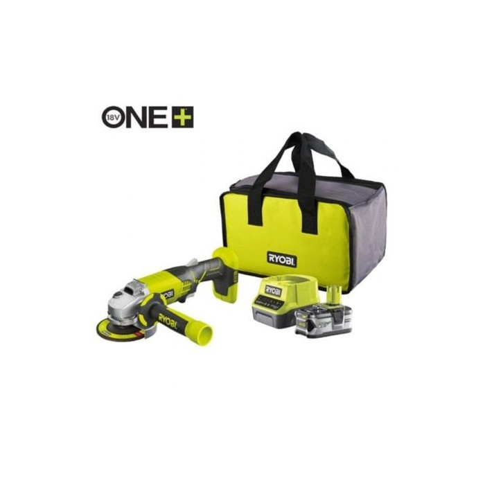 Amoladora Sin Cable Ryobi ONE+ R18AG-140S/ 1 Batería 18V 4.0 Ah/ Cargador 2.0 A/ Bolsa de Transporte | Bricolaje