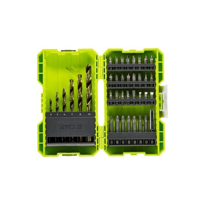 Estuche de 38 Puntas para Perforación y Atornillar Ryobi RAK38SDD | Bricolaje