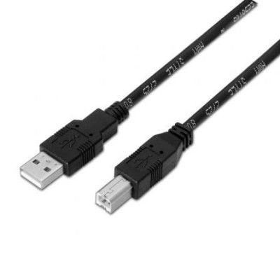 Cable USB 2.0 Impresora Aisens A101-0007/ USB Tipo-B Macho - USB Macho/ 3m/ Negro | USB