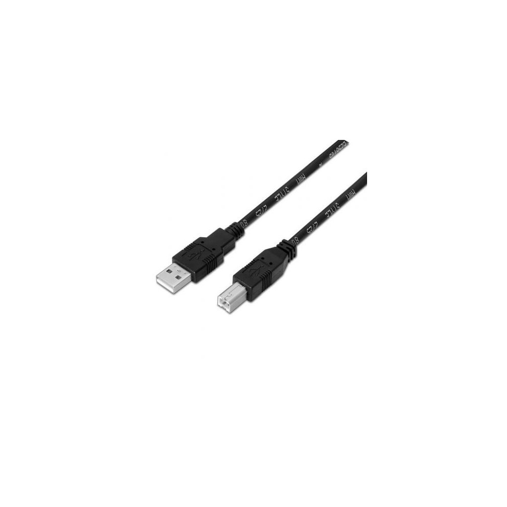 Cable USB 2.0 Impresora Aisens A101-0007/ USB Tipo-B Macho - USB Macho/ 3m/ Negro | USB