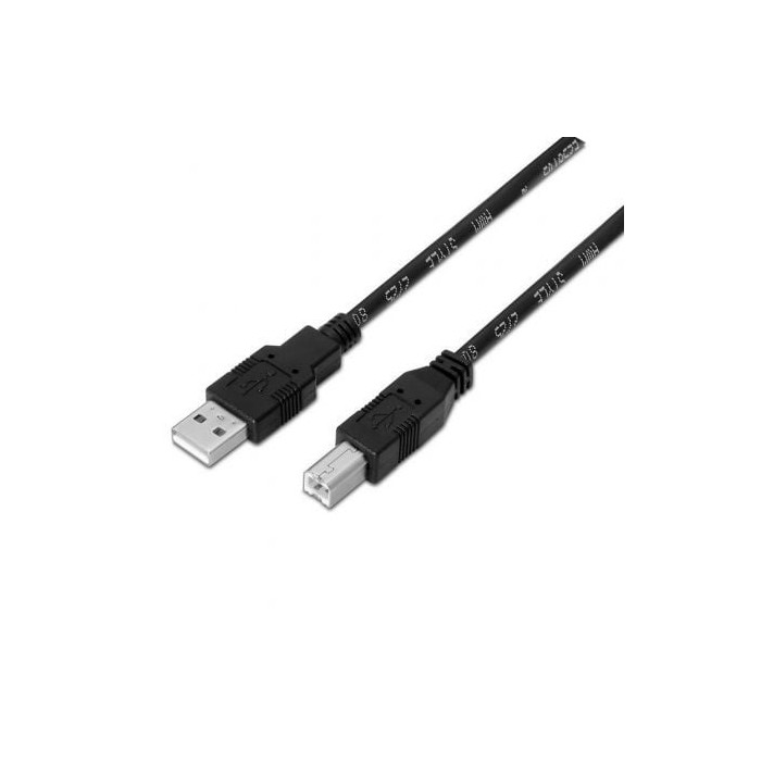Cable USB 2.0 Impresora Aisens A101-0007/ USB Tipo-B Macho - USB Macho/ 3m/ Negro | USB