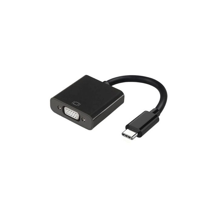 Conversor USB Tipo-C Aisens A109-0347/ USB Tipo-C - VGA Hembra/ 15cm/ Negro | VGA/DVI/DisplayPort