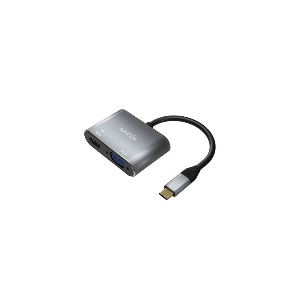 Conversor Aisens A109-0627/ HDMI Hembra - VGA Hembra - USB Tipo-C Macho/ 15cm/ Gris | HDMI