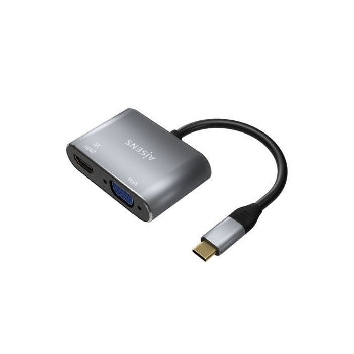Conversor Aisens A109-0627/ HDMI Hembra - VGA Hembra - USB Tipo-C Macho/ 15cm/ Gris | HDMI