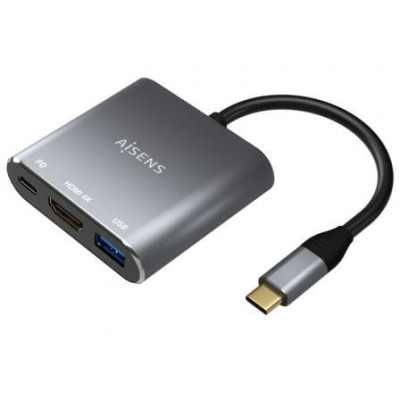 Conversor Aisens A109-0669/ USB Tipo-C Macho/ HDMI Hembra - USB Hembra - USB Tipo-C Hembra/ 15cm/ Gris | HDMI