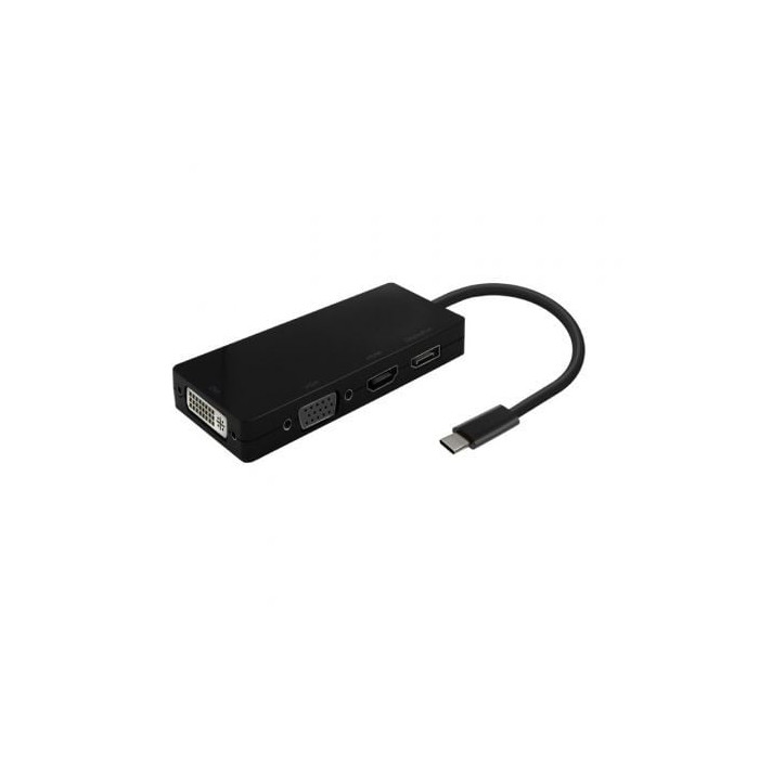 Conversor USB Tipo-C Aisens A109-0679/ HDMI Hembra - VGA Hembra - DVI Hembra - DisplayPort Hembra/ 15cm/ Negro | HDMI