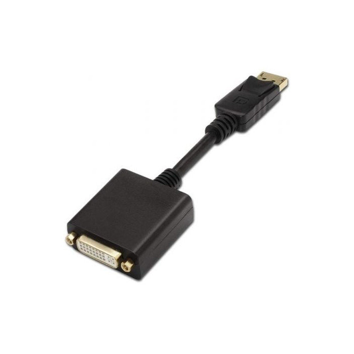 Conversor Aisens A125-0133/ DisplayPort Macho - DVI Hembra/ 15cm/ Negro | VGA/DVI/DisplayPort