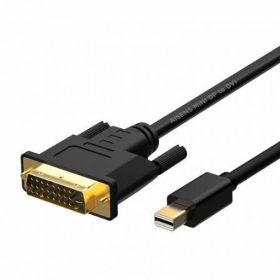 Cable Conversor Mini DisplayPort Aisens A125-0363/ Mini DisplayPort Macho - DVI Macho/ 2m/ Negro | VGA/DVI/DisplayPort