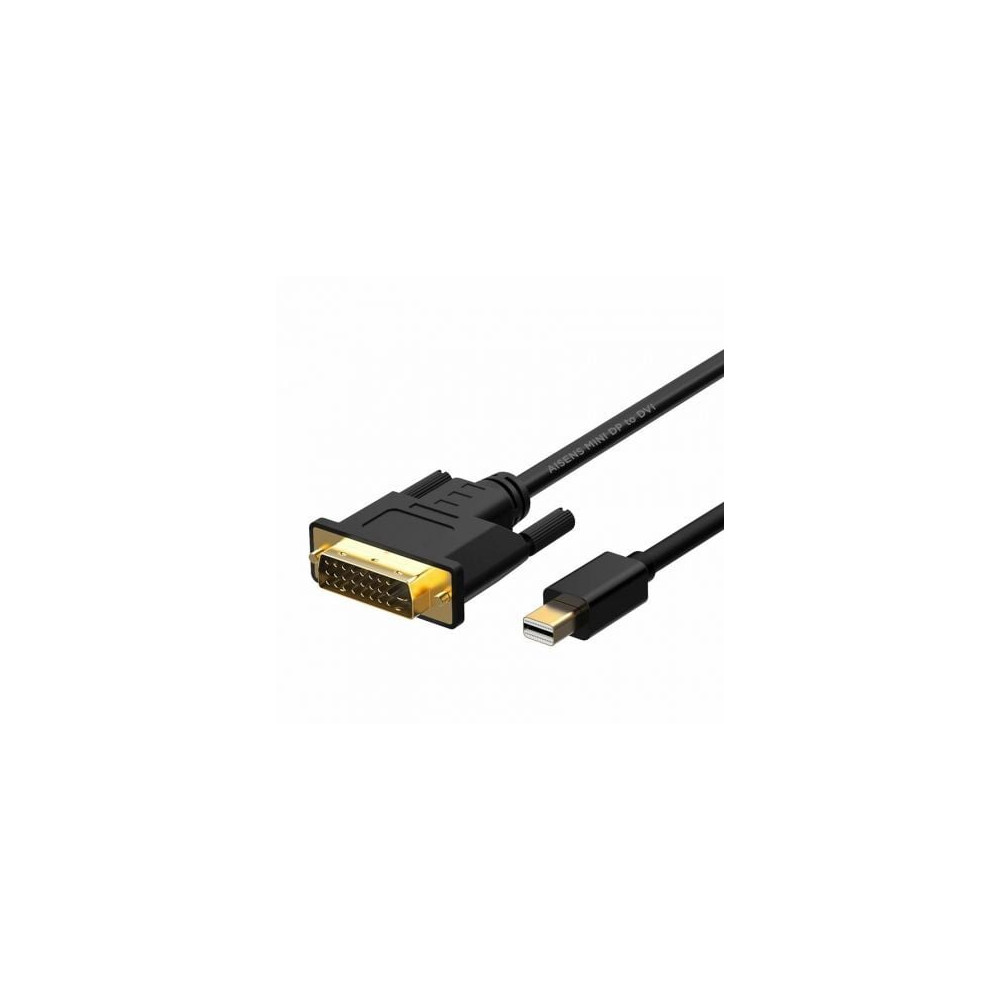 Cable Conversor Mini DisplayPort Aisens A125-0363/ Mini DisplayPort Macho - DVI Macho/ 2m/ Negro | VGA/DVI/DisplayPort