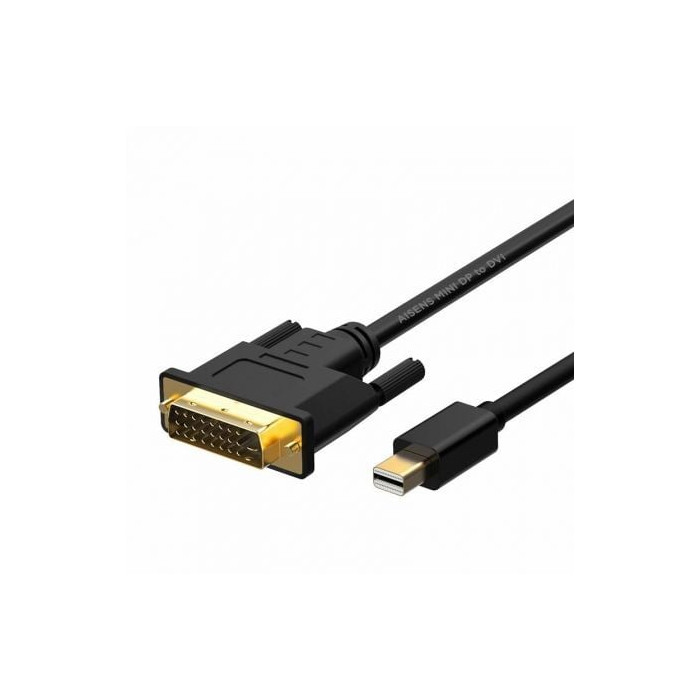 Cable Conversor Mini DisplayPort Aisens A125-0363/ Mini DisplayPort Macho - DVI Macho/ 2m/ Negro | VGA/DVI/DisplayPort