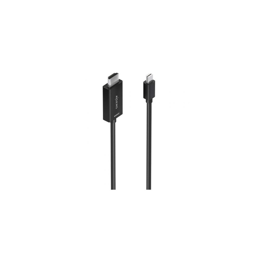 Cable Conversor Aisens A125-0888/ Mini DisplayPort Macho - HDMI 4K Macho/ 2m/ Negro | VGA/DVI/DisplayPort