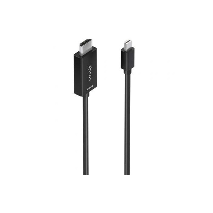 Cable Conversor Aisens A125-0888/ Mini DisplayPort Macho - HDMI 4K Macho/ 2m/ Negro | VGA/DVI/DisplayPort