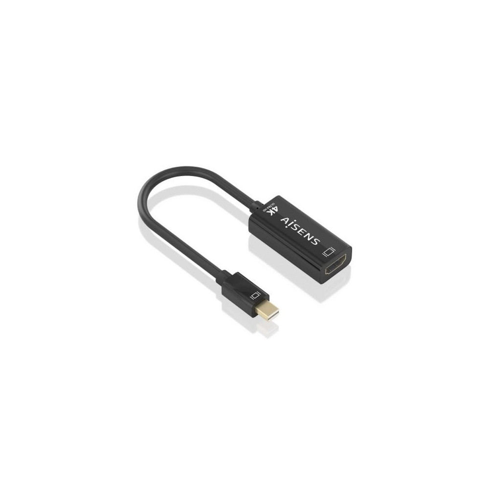 Conversor Aisens A125-0904/ Mini DisplayPort Macho - HDMI Hembra/ 15cm/ Negro | VGA/DVI/DisplayPort