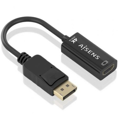 Conversor Aisens A125-0905/ DisplayPort Macho - HDMI Hembra/ 15cm/ Negro | VGA/DVI/DisplayPort