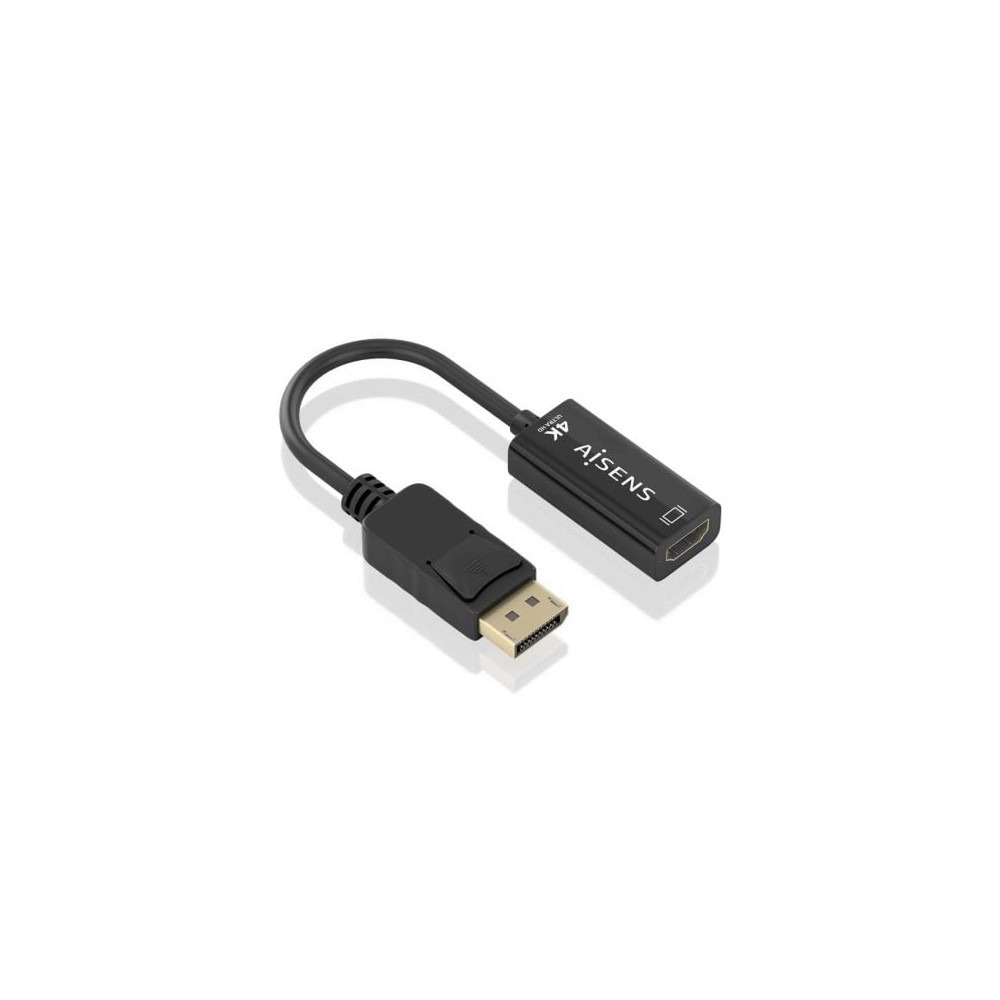 Conversor Aisens A125-0905/ DisplayPort Macho - HDMI Hembra/ 15cm/ Negro | VGA/DVI/DisplayPort