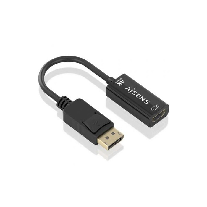 Conversor Aisens A125-0905/ DisplayPort Macho - HDMI Hembra/ 15cm/ Negro | VGA/DVI/DisplayPort