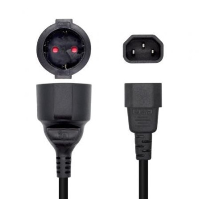 Adaptador Alimentación Aisens A132-0467/ C14 Macho - CEE7 Hembra/ 25cm/ Negro | Alimentación y Datos