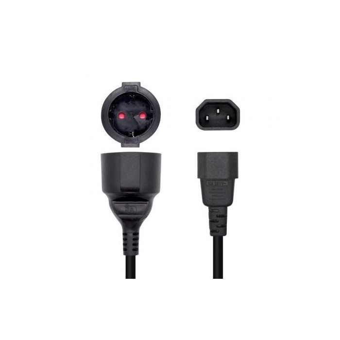 Adaptador Alimentación Aisens A132-0467/ C14 Macho - CEE7 Hembra/ 25cm/ Negro | Alimentación y Datos