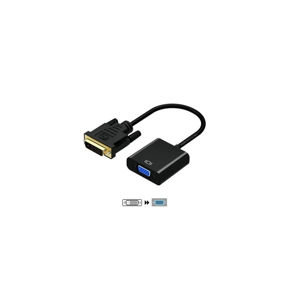 Cable Conversor Aisens A147-0352/ DVI Macho - VGA Hembra/ 30cm/ Negro | VGA/DVI/DisplayPort