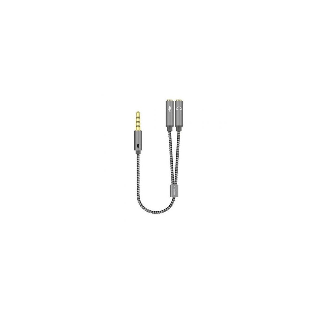 Cable Estéreo Aisens A128-0415/ Jack 3.5 Macho - 2x Jack 3.5 Hembra/ 25cm/ Gris | Audio