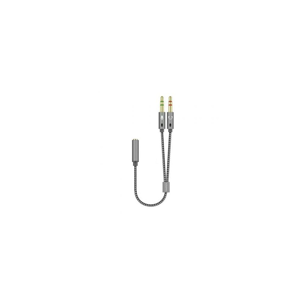 Cable Estéreo Aisens A128-0417/ Jack 3.5 Hembra - 2x Jack 3.5 Macho/ 25cm/ Gris | Audio