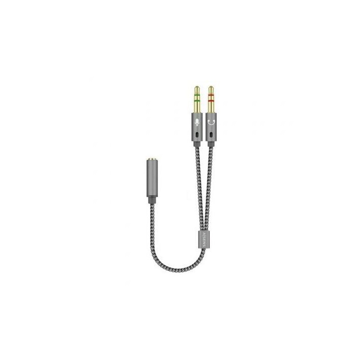 Cable Estéreo Aisens A128-0417/ Jack 3.5 Hembra - 2x Jack 3.5 Macho/ 25cm/ Gris | Audio