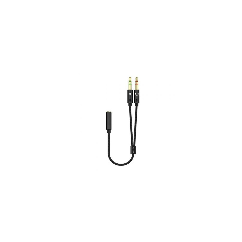 Cable Estéreo Aisens A128-0418/ Jack 3.5 Hembra - 2x Jack 3.5 Macho/ 25cm/ Negro | Audio